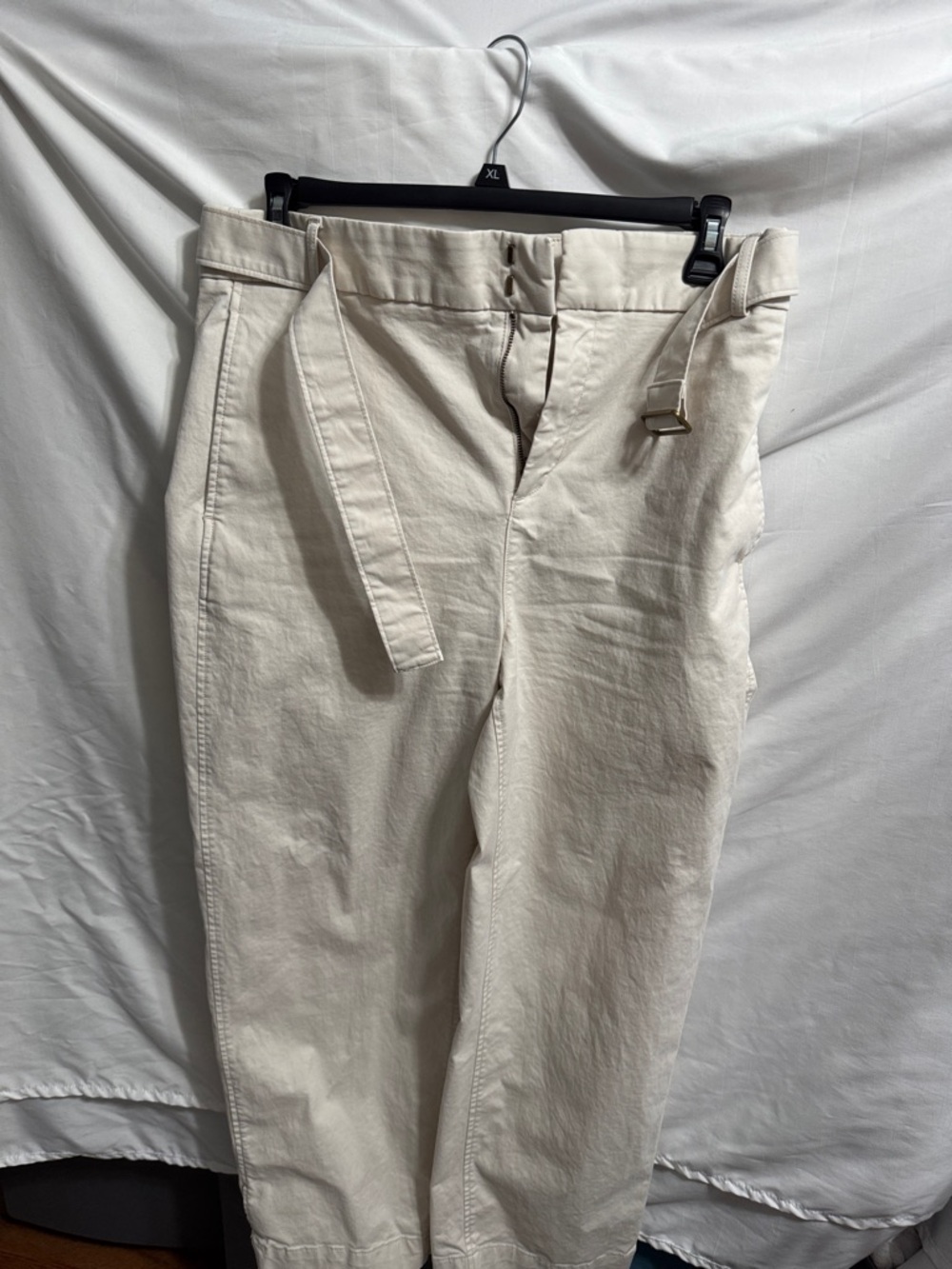 Banana Republic Cream Belted Chinos